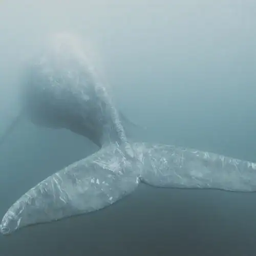 Ballena en el océano durante avistaje en Puerto Pirámides.